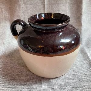 Vintage pottery bean pot crock natural tone ceramic farmhouse cottage co…